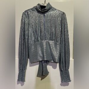 AKIRA Shimmering Silver Blouse